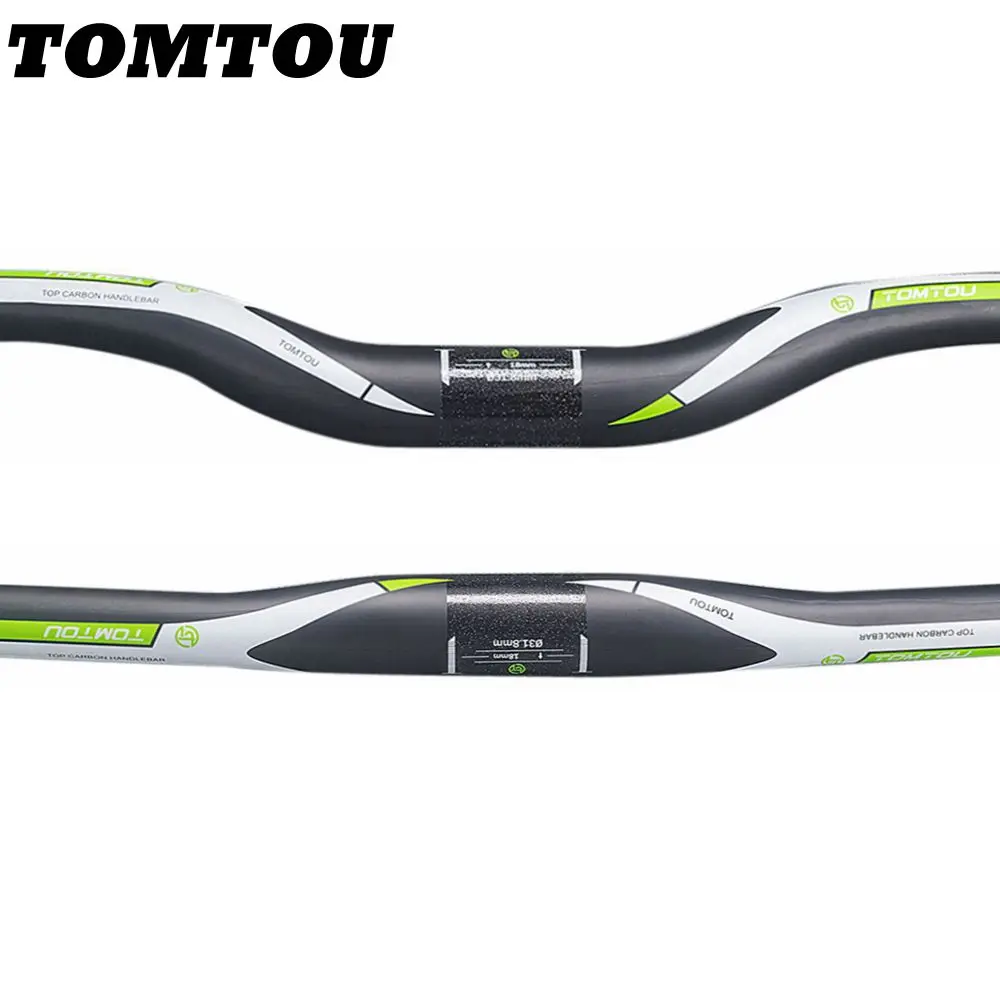 

TOMTOU Green Matte Full UD Carbon Fiber Bicyle Rise or Flat Handlebar Bike MTB Bars Parts Width 580mm - 760mm For Stem 31.8mm