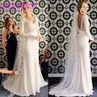 Женское атласное свадебное платье ANJURUISI, кружевное платье с длинными рукавами и открытой спиной в стиле бохо, 2020