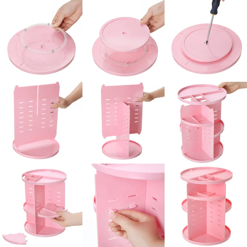 

360 Fashion-degree Rotating Makeup Organizer Brush Holder Jewelry Case Cosmetic Storage Box Shelf Holder Sponge Holder Rack