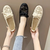 womens slip on loafers casual espadrilles ladies creepers flats hemp mesh weave tressees fretwork bowtie cozy shoes moccasin