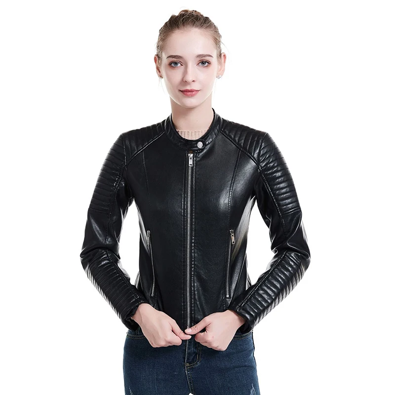 Fitaylor новинка Женская Осенняя белая куртка из искусственной кожи на молнии