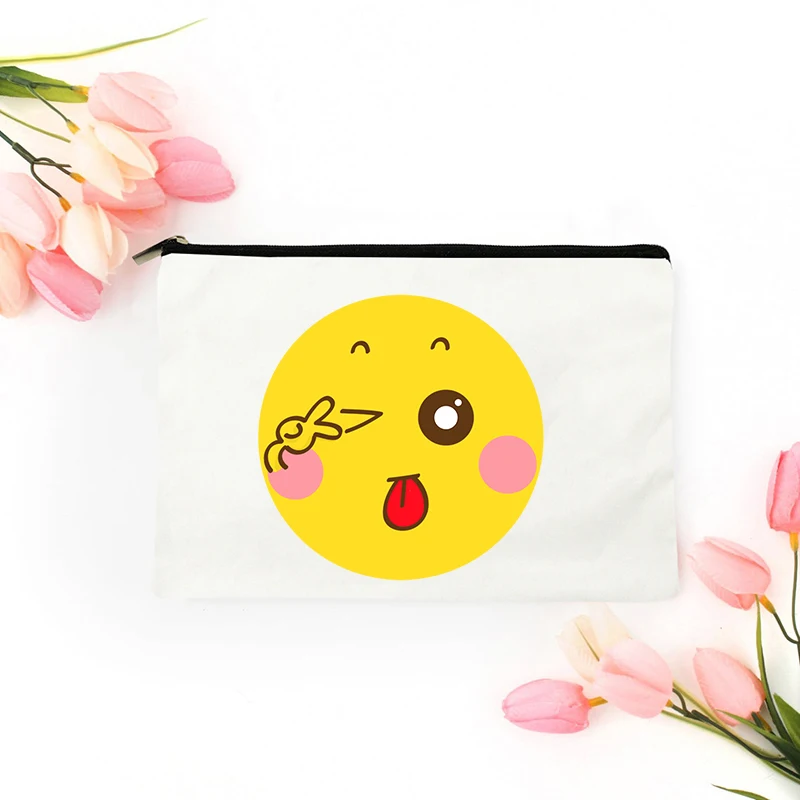 

Smiling Face Cosmetic Bag for Makeup Mini Pouch Storage Women Women's Travel Bags Free Shipping Kawaii Handbags Woman Make Up