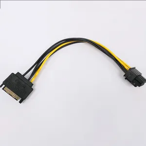 Male SATA 15pin to PCIE PCI-e PCI Express Male 6p 6pin GPU For Graphics Card power supply cable 18AWG 20cm for Miner Mining