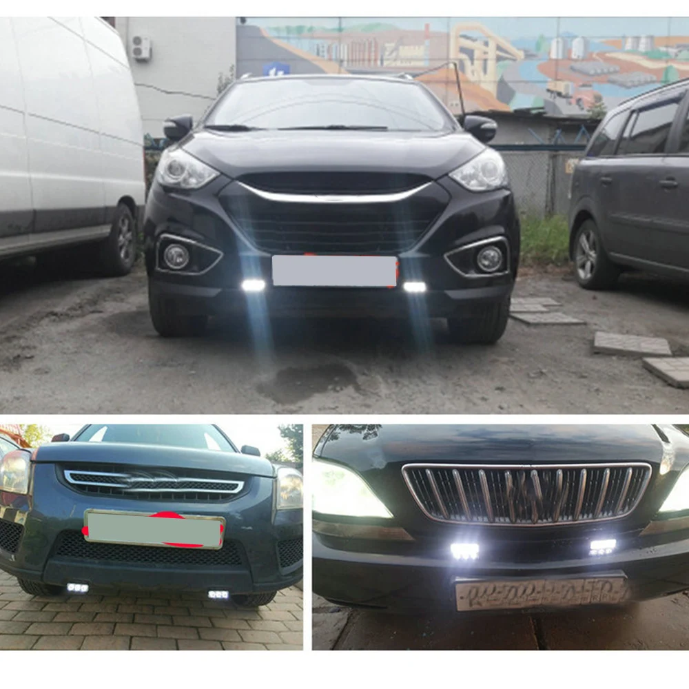

2 PCS Car Daytime Running Light Waterproof 3 LED Super White High Power Car DRL Work Fog Lamp Universal Parts