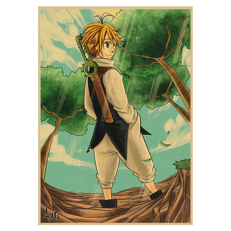 Постеры в стиле ретро с японским аниме Семь смертных грехов крафт-бумага