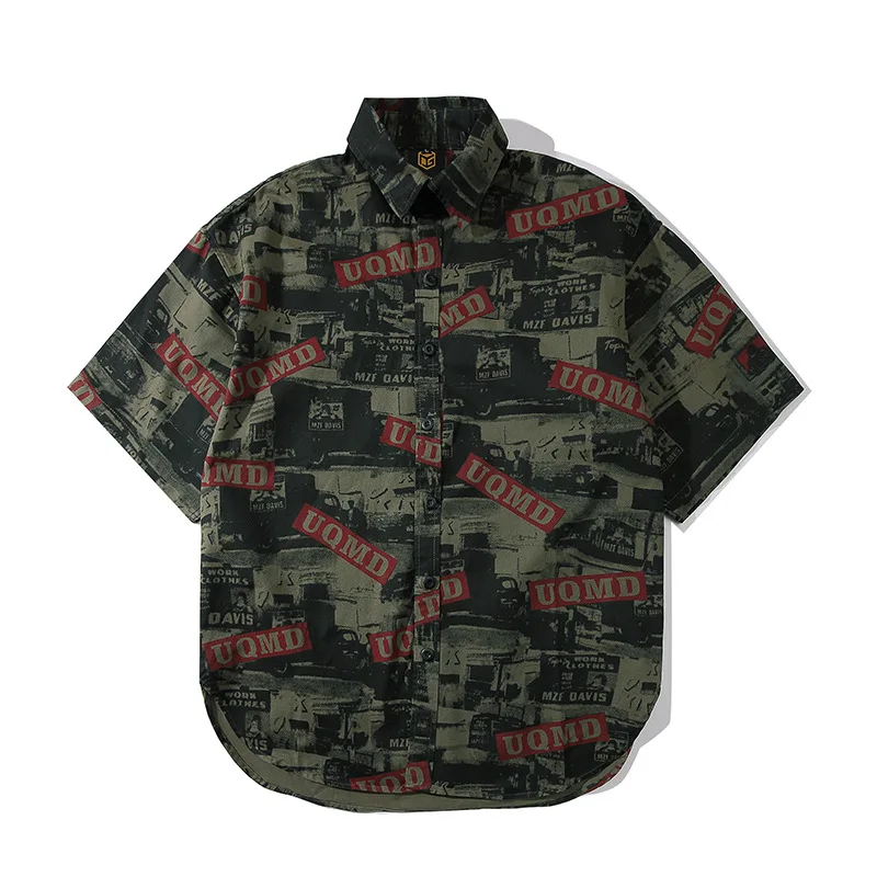

Retro Men Shirts Scenery Printed Loose Oversized Women Shirt 2021 New Summer Holiday Short Sleeve Shirts for Men StreetWear