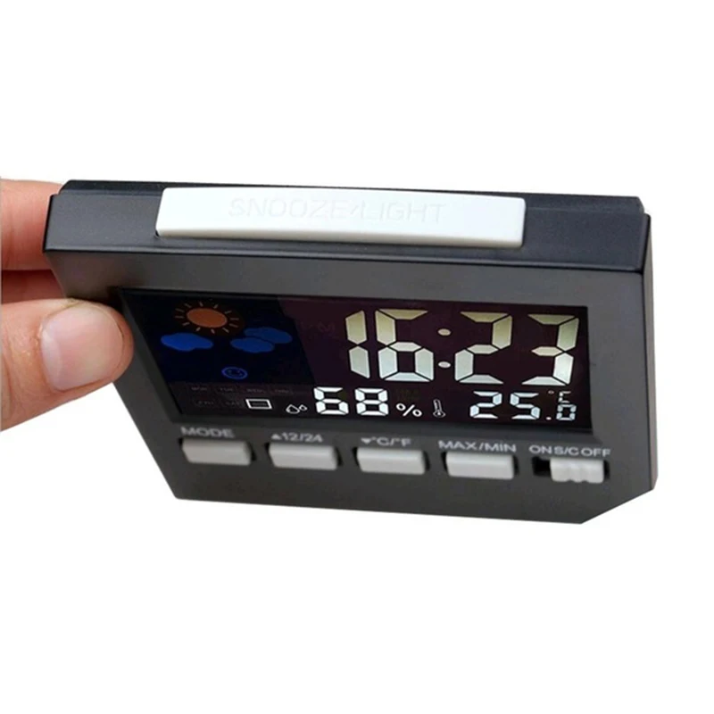 Термометр цифровой с цветным ЖК дисплеем и будильником|Термометры градусники| |