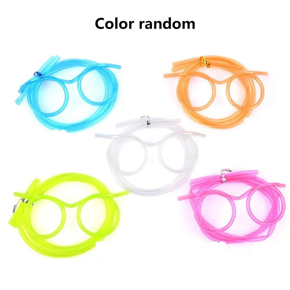 

Funny Soft Glasses Straw Unique Flexible Drinking Tube Kids Party Accessories Crazy Diy Straws for Birthday Party Supplies