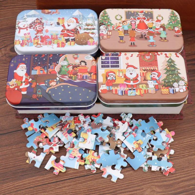 

Kids Christmas Gift Santa Claus Jigsaw Puzzle For Toddler Cards Toys Montessori Early Educational Game