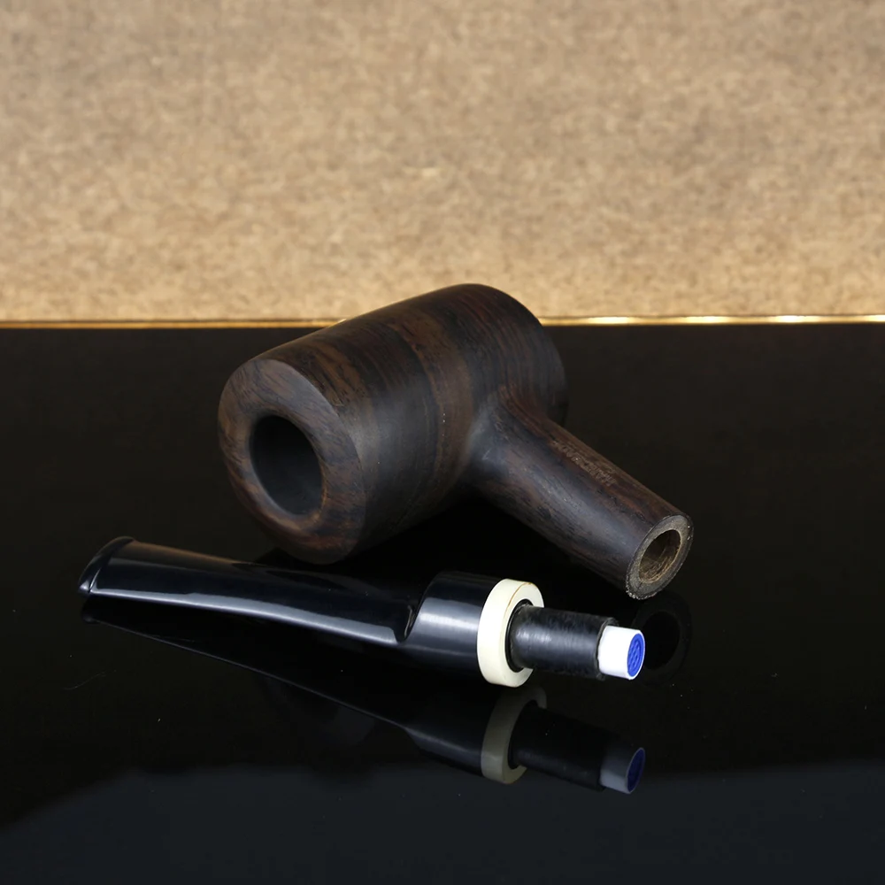 

High Quality Ebony Wood Pipe 9mm Filter Straight Smoking Pipe Hammer Style Tobacco Pipe Gift Set Smoke Accessory