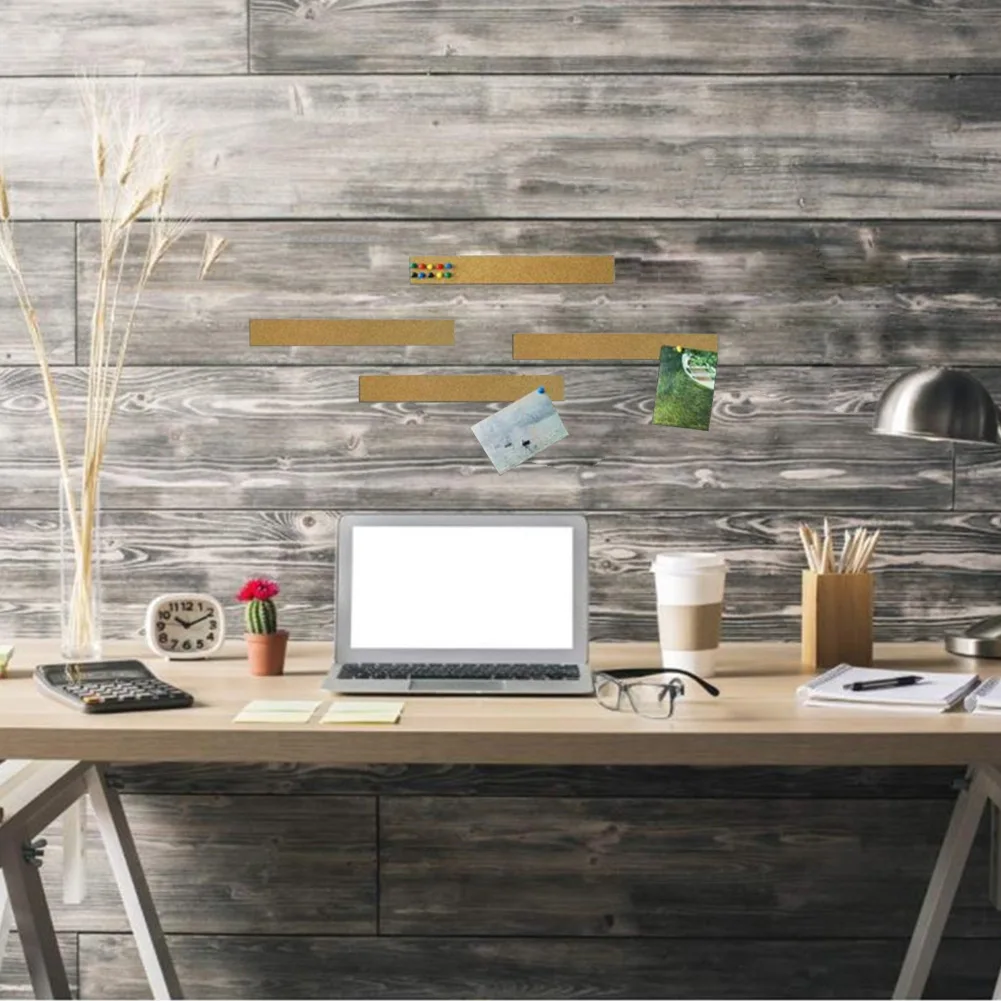 

4pcs Multifunctional Office School Holiday With Pushpin Frameless Cork Bulletin Strip Set Rectangular Board Bar Bookstore Memo