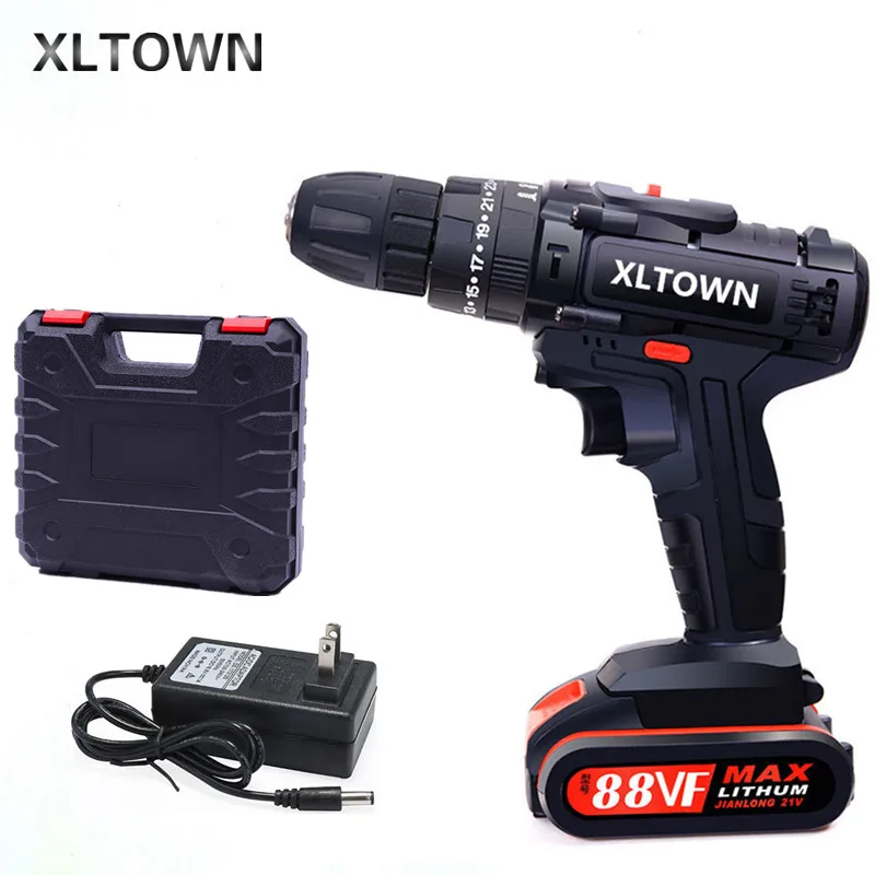 Электрическая дрель XLTOWN 21 в с функцией удара отвертка бытовая беспроводная