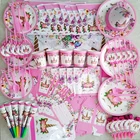 Набор посуды для девочек на день рождения, одноразовые тарелки с единорогом, розовые милые праздничные принадлежности, fiesta unicornio