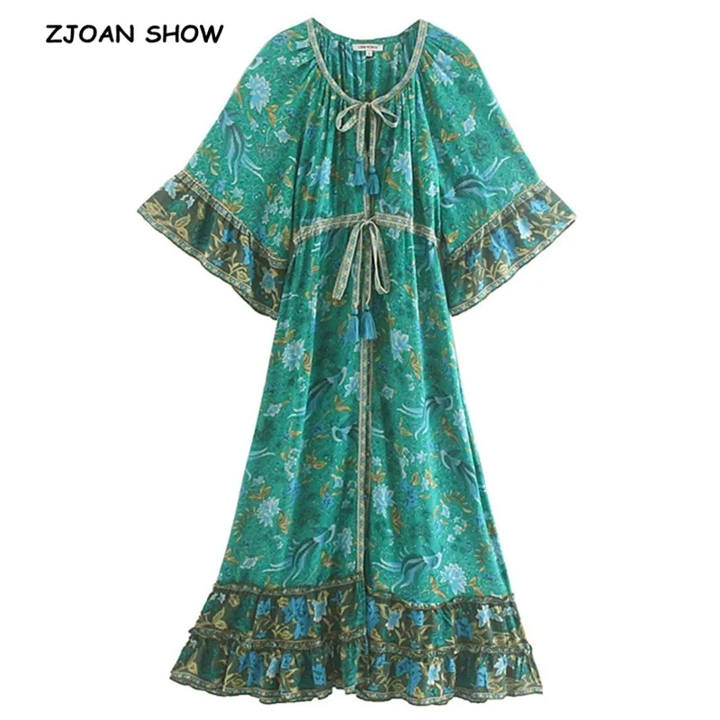 2019 женское зеленое длинное платье макси с цветочным принтом праздничное