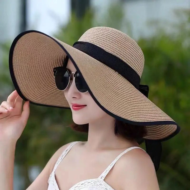 

Straw Hat Women 's Beach Seaside Sunhat Vacation Sun Protection Big Brim Hat Summer Sun Hat Travel