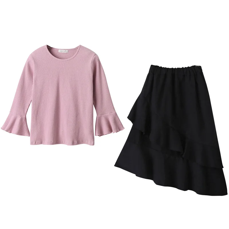 

Baby Girl Outfits 2020 New Big Girls Clothes Kids Autumn Spring T Shirt+ Long Skirt Clothing Suit 2pcs Children Set Fashion