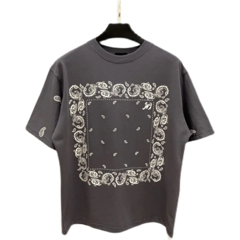 

We11done Luminous Cashew Flower Design Tee Summer Welldone Loose BF Wind Men and Women Cotton Short-sleeved T-shirt Tee