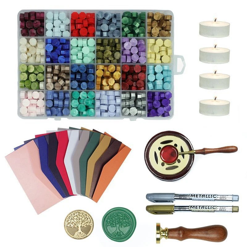 

617pc/set Tripod Fire Paint Wax Seal Stamp Stick Warmer Stove Pot DIY Craft Set Christmas Wax Seal Background Stamp
