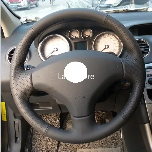 

Hand-stitched Leather Steering Wheel Cover For Peugeot 408,Leather Steering Wheel Cover for car universal 15in