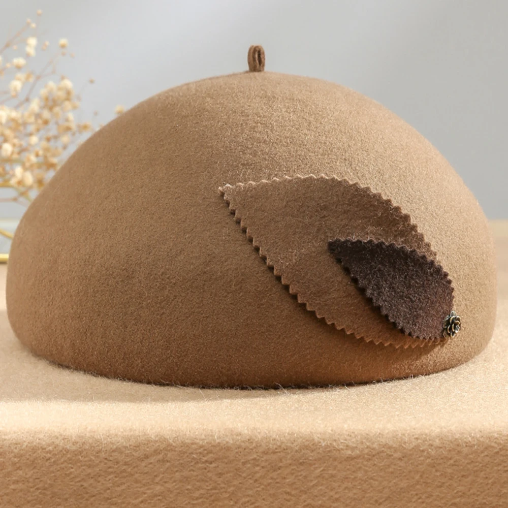 Женская фетровая шляпа FS осенне-зимняя шляпа-купол с листьями | Аксессуары для