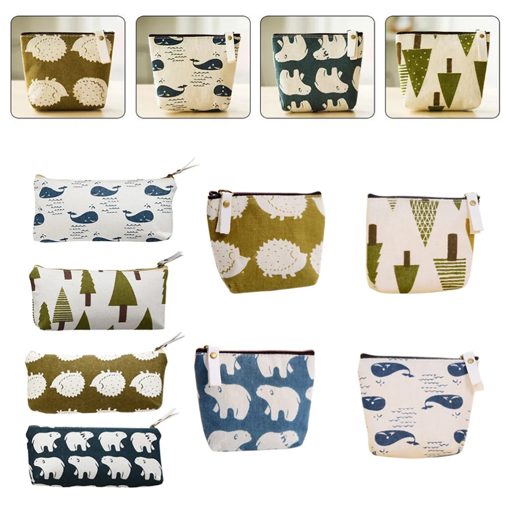

4pcs Pencil Case Adorable Stationery Pencil Box Pen Bags School Office Supplies (Hedgehog + Trees + Whale + Polar Bear)