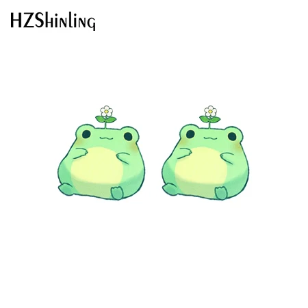 2021 Новые Модные Акриловые серьги-гвоздики Kawaii cartoon frog Pattern смола эпоксидная