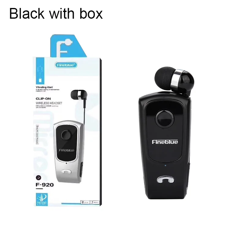Black with box FineBlue F920 выдвижные мини беспроводные Bluetooth наушники звонки напоминают вибрацию износа клип спортивные наушники для бега - Цвет: Black with box