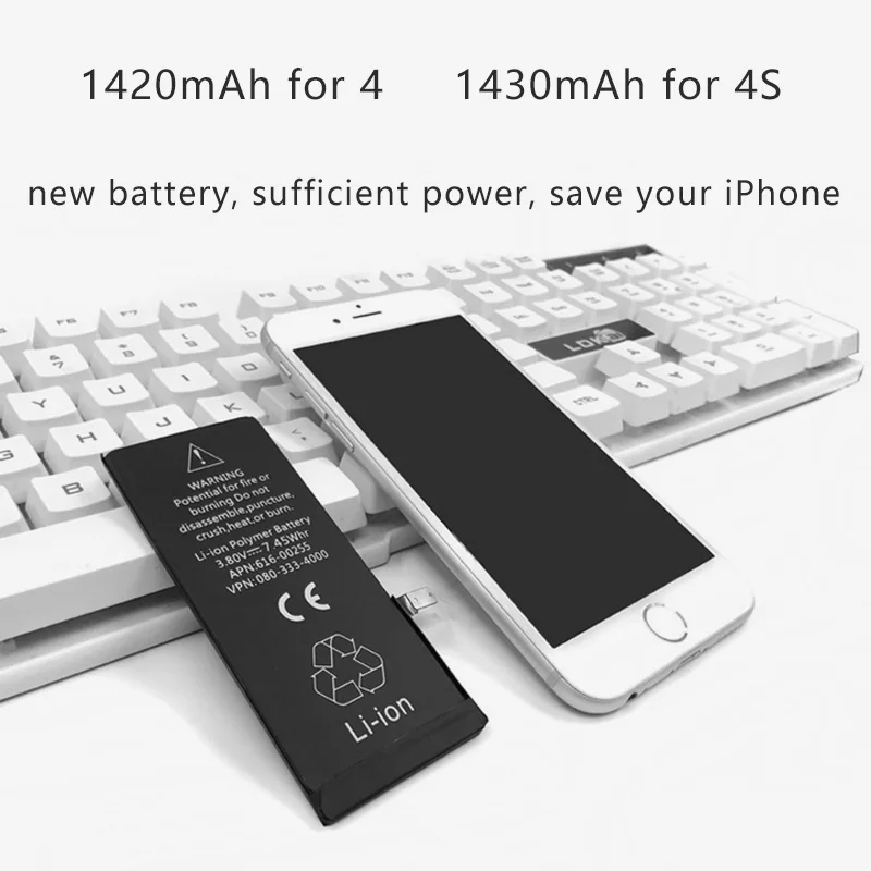 VVTVINC мобильного телефона Батарея 1420 mAh для iPhone 4 4S замена внутренней батареи же Ёмкость литиевых Батарея инструменты