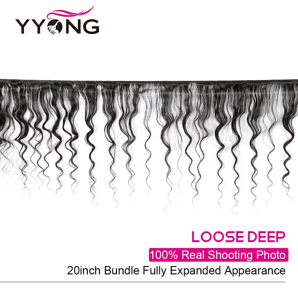 Yyong Hair Store 3/4 пучка свободные глубокие пучки с закрытием 100% малазийские Remy