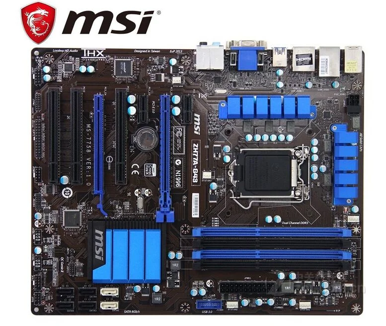 MSI ZH77A-G43 оригинальная материнская плата DDR3 LGA 1155 для I3 I5 I7 процессор 32 Гб USB3.0 SATA3 H77 материнская плата