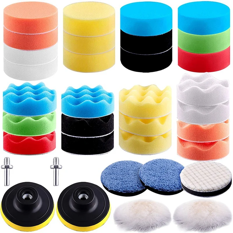 

35 Pieces Car Polishing Pad Kit 80mm Buffing Pads Foam Polish Pads Polisher Attachment for Drill