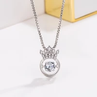 shiny crystal crown pendant necklace cute inlaid rhinestones chain fashion necklace for women clavicle chain