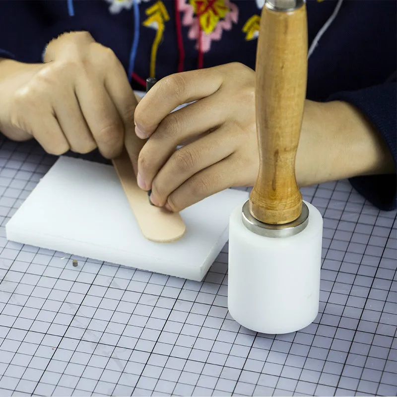 Кожаная деревянная ручка молотка нейлон DIY резьба инструмент пробойник для кожи