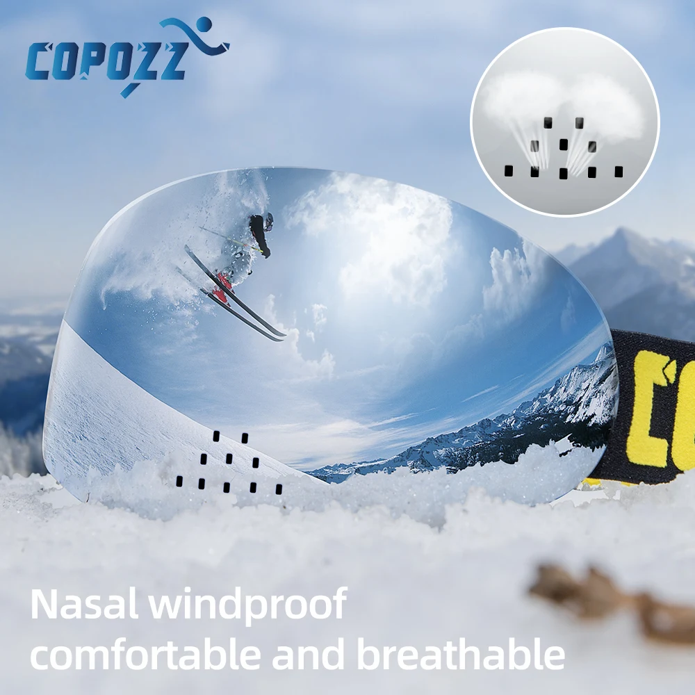 COPOZZ профессиональные лыжные очки двухслойные uv400 Защита Анти-туман носовые wingproof лыжные очки сноуборд лыжные очки