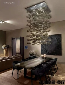 Modern LED Chandelier Lighting Lustre Loft Dining Room Blown Glass Ball Anthracite Chandeliers Kitchen Fixtures Luminaire Lamp