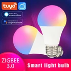 Tuya Zigbee 3,0 умный светильник лампочка E27 светодиодные лампы работать с Alexa Echo Google Assistant SmartThings RGBCW диммер лампы