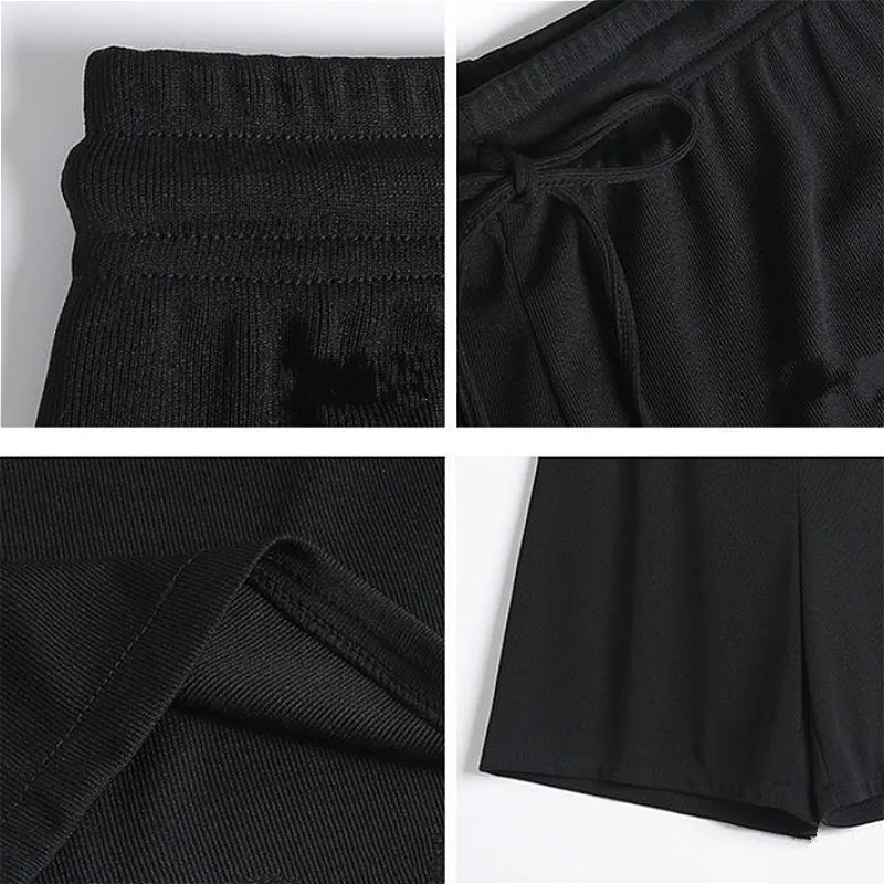

Shorts Women Summer Ice-silk Loose Solid Korean Style Knee-length Chic Harajuku Simple Wide-leg Thin Ins Casual All-match New