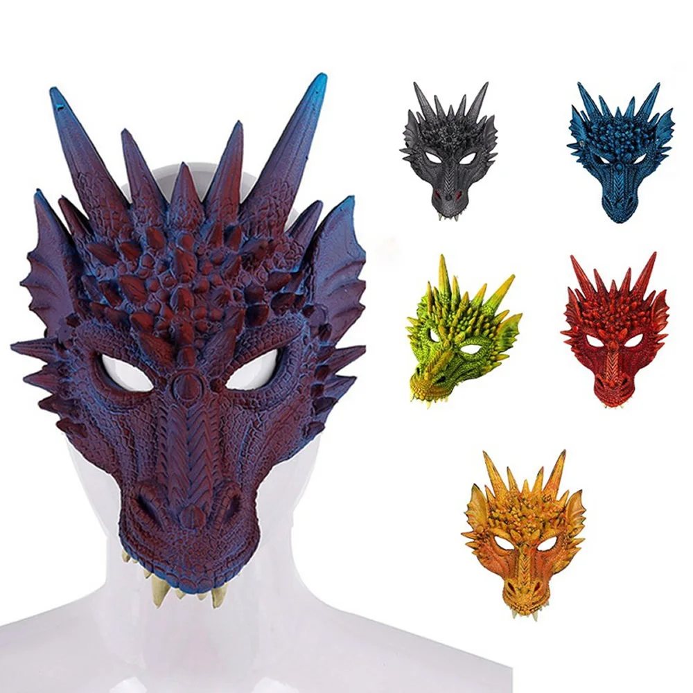 

Mardi Gras Halloween Carnival Party PU Foam 3D Animal Dragon Mask Cosplay Dragon Scary Mask
