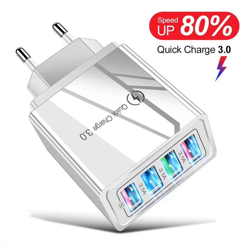 5V 3A USB Зарядное устройство быстрой зарядки Quick Charge 3 0 4 EU/US быстрое QC Порты телефон