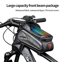 6 7 inch bicycle bag touch screen mobile phone riding bag waterproof frame front top tube mobile phone bag bicycle accessories