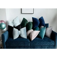 nordic style velvet embroidered throw bow knot pillow with filling back neck rest support waist cushion home bedroom sofa decor