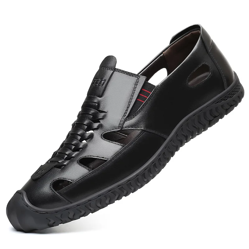 

Summer New High-quality Men's Sandals Middle-aged and Elderly Casual Leather Shoes Breathable Non-slip Soft Sole Men's Shoes