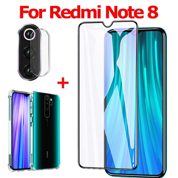 Note 8 3-in-1 Стекло+ чехол Xiaomi Redmi Note 8 Pro закаленное стекло Xiaomi Note 8 камера защитная пленка на Redmi Note 8Pro защитное стекло сяоми редми ноут 8 про защитное стекло ксиоми редми нот 8 про стекло Redmi Note 8 glass - Цвет: Note 8 3-in-1