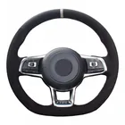 Чехлы рулевого колеса автомобиля ручной работы мягкая черная замша для Volkswagen Golf 7 GTI R MK7 поло Scirocco 2015 2016