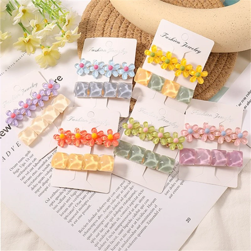 

2Pcs/Set Women Girls Sweet Geometric Hairpins Cute Hair Ornament Headband Hair Clips Barrettes Fashion Hair Accessories