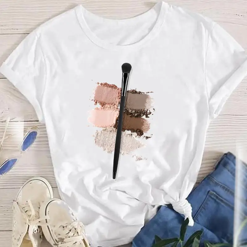 

Tees Women Fashion Cartoon Make Up Spring Summer 2022 Short Sleeve Lady Female Graphic Tops Clothes Print Tshirt T-Shirt7-3