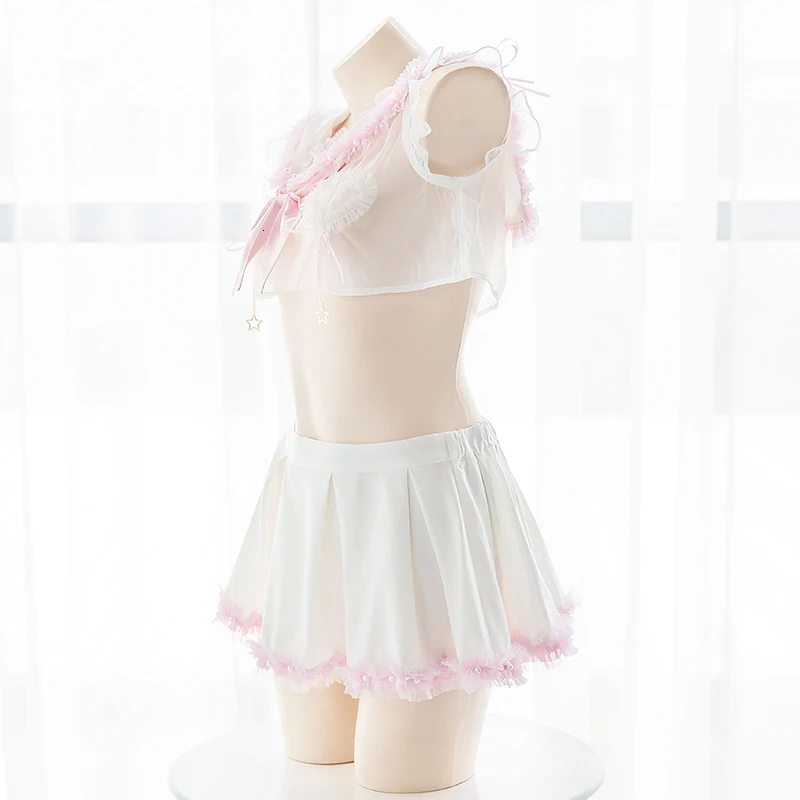 Привлекательная Милая Прозрачная форма и юбка ультракороткий матросский костюм