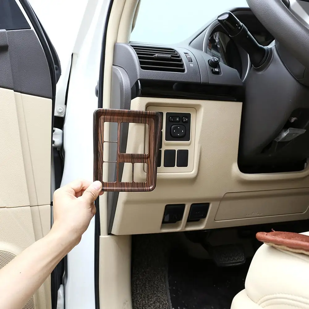 

Pine Wood Grain ABS Rearview Mirror Adjustment Frame Cover Trim for Toyota Land Cruiser Prado FJ150 150 2010-17 Models Accessory