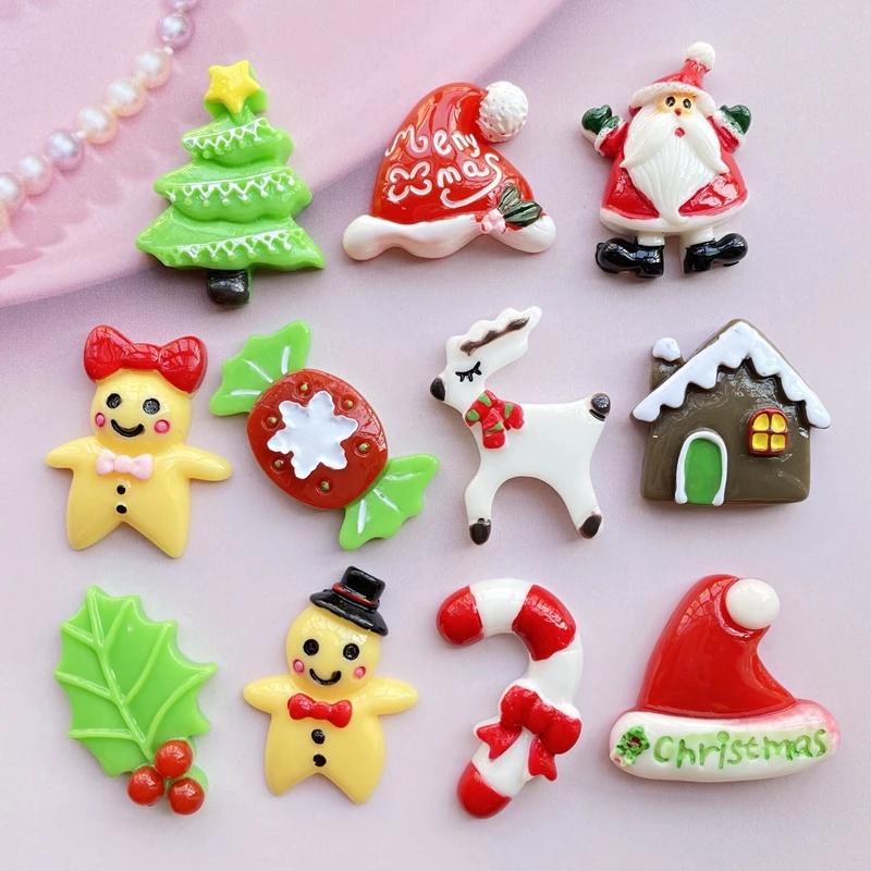 10/20 шт. Новая полимерная Милая Рождественская серия плоская спина кабошон для
