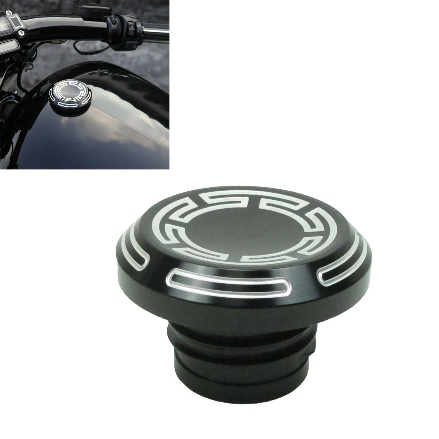 Новый дизайн черные колпачки для бензобака с тотемом ЧПУ Harley Big Twin 1999-2021 Sporster XL 883